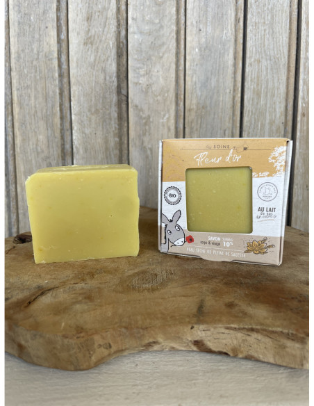 Savon bio au lait d'ânesse & au pistil de safran - Fleur d'or