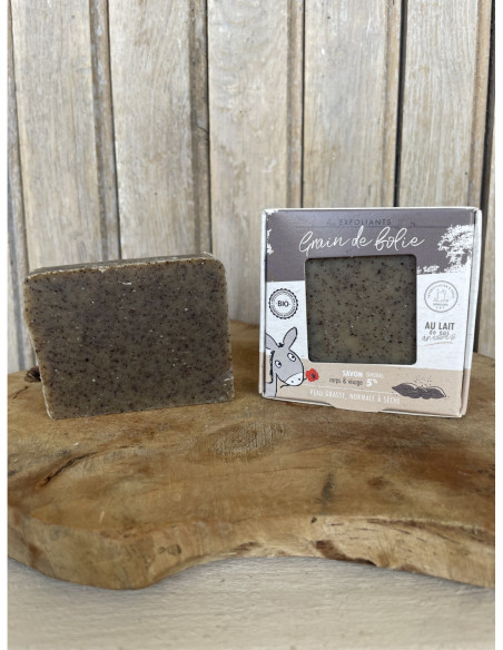 Savon exfoliant bio au lait d'ânesse & marc de café - Grain de folie