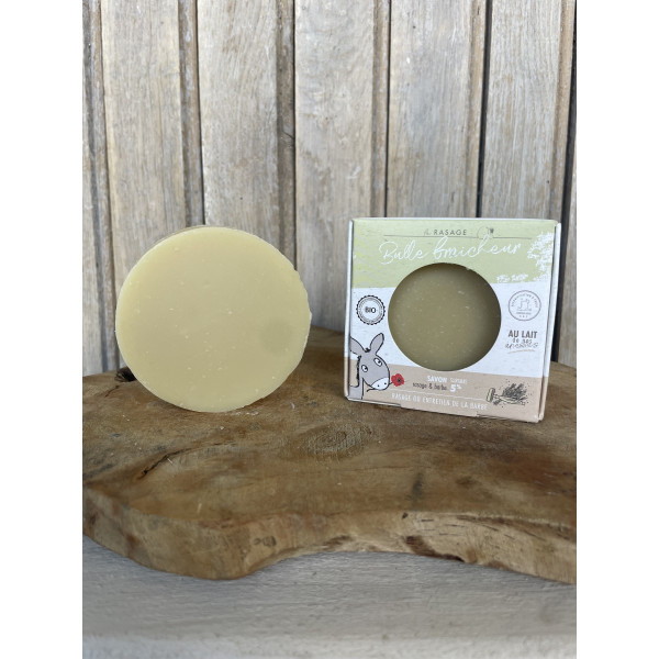 Savon de rasage bio au lait d'ânesse - romarin & eucalyptus