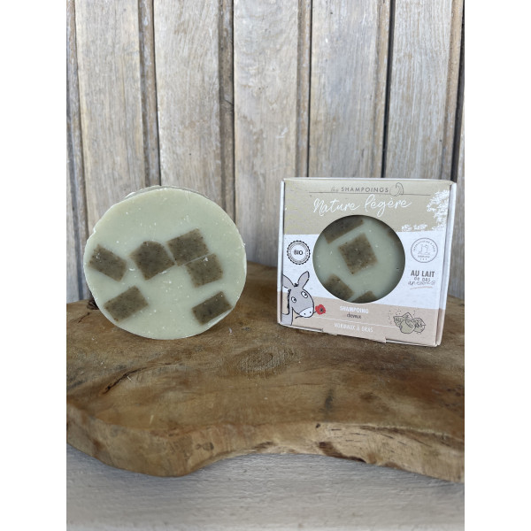 Shampoing solide bio pour cheveux normaux à gras au lait d'ânesse
