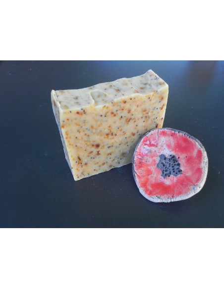 Savon exfoliant bio et artisanal au lait d'ânesse & coquelicot - Flânerie bucolique
