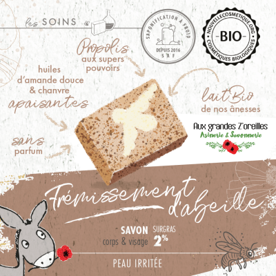 Savon bio à la propolis & au lait de nos ânesses - Frémissement d'abeille 2