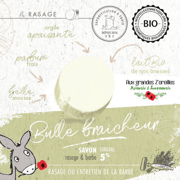 Savon de rasage bio au lait d'ânesse - romarin & eucalyptus