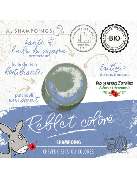 Shampoing solide bio au lait d'ânesse pour cheveux secs ou colorés