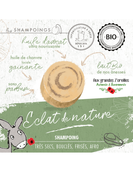 Shampoing solide bio pour cheveux frisés, bouclés & afros
