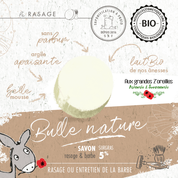 Savon de rasage bio surgras au lait d'ânesse
