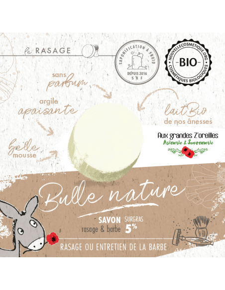 Savon de rasage bio surgras au lait d'ânesse