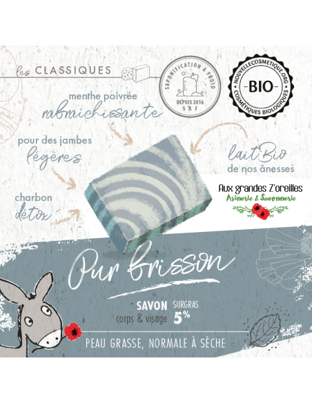 Savon bio au lait d'ânesse et à la menthe poivrée - Pur frisson