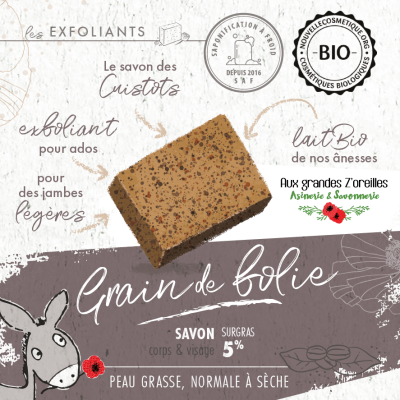 Savon exfoliant bio au lait d'ânesse & marc de café - Grain de folie 2