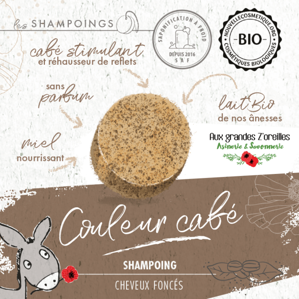Shampoing au lait d'ânesse couleur café