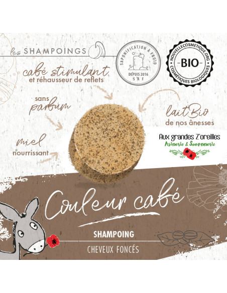 Shampoing au lait d'ânesse couleur café